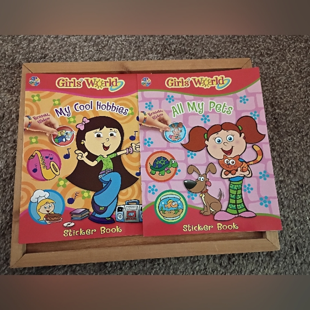 Girl's World Bundle Of 2 Sticker Books, Reusable Stickers, NWOT, Ages 5 &Up